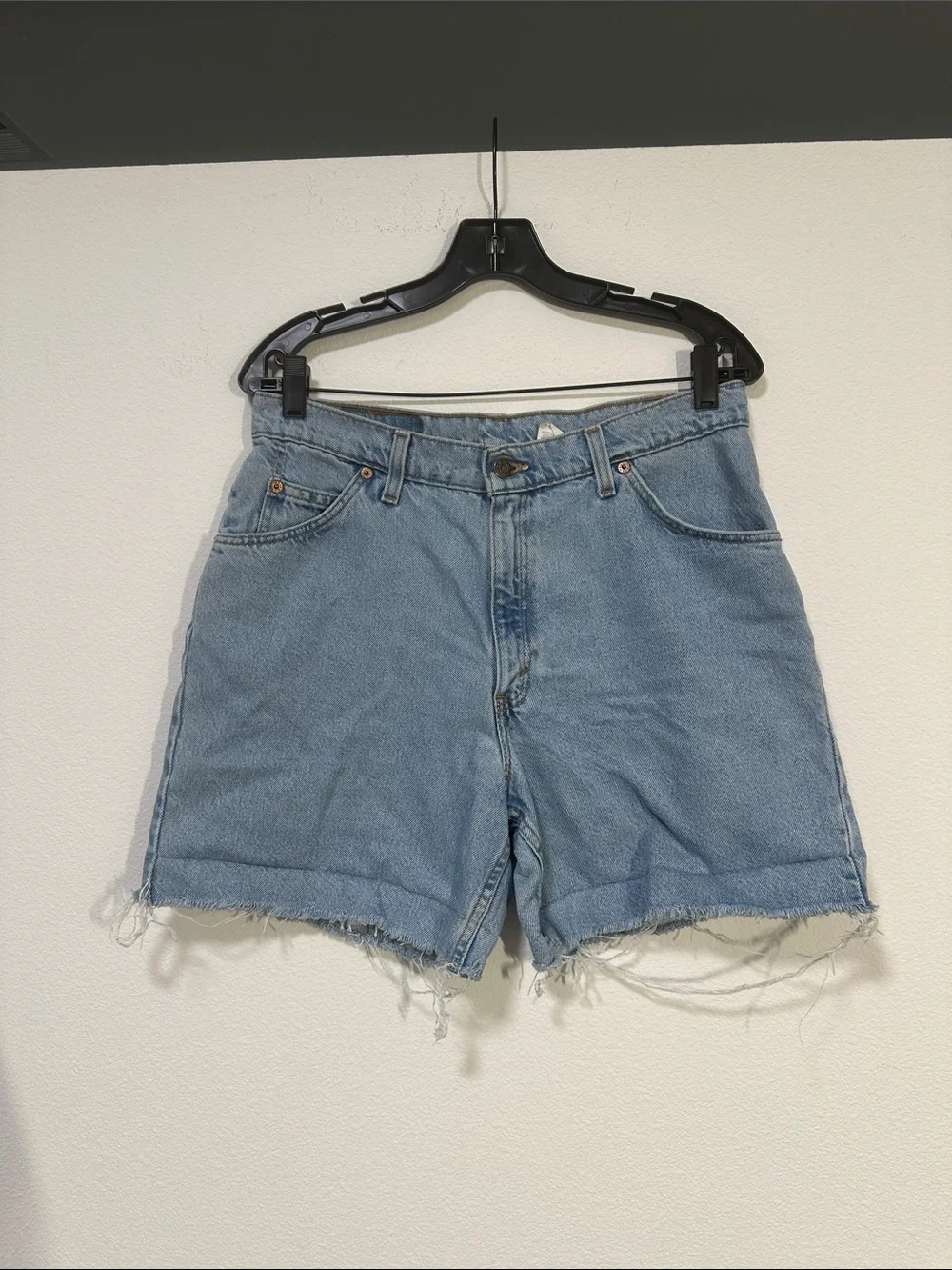 Levi's Orange Tab Long Denim Shorts